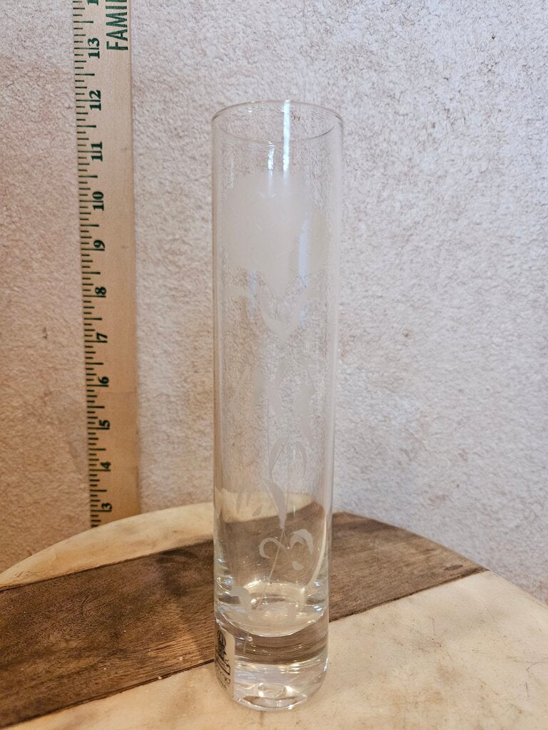Etched Glass Flower Vase