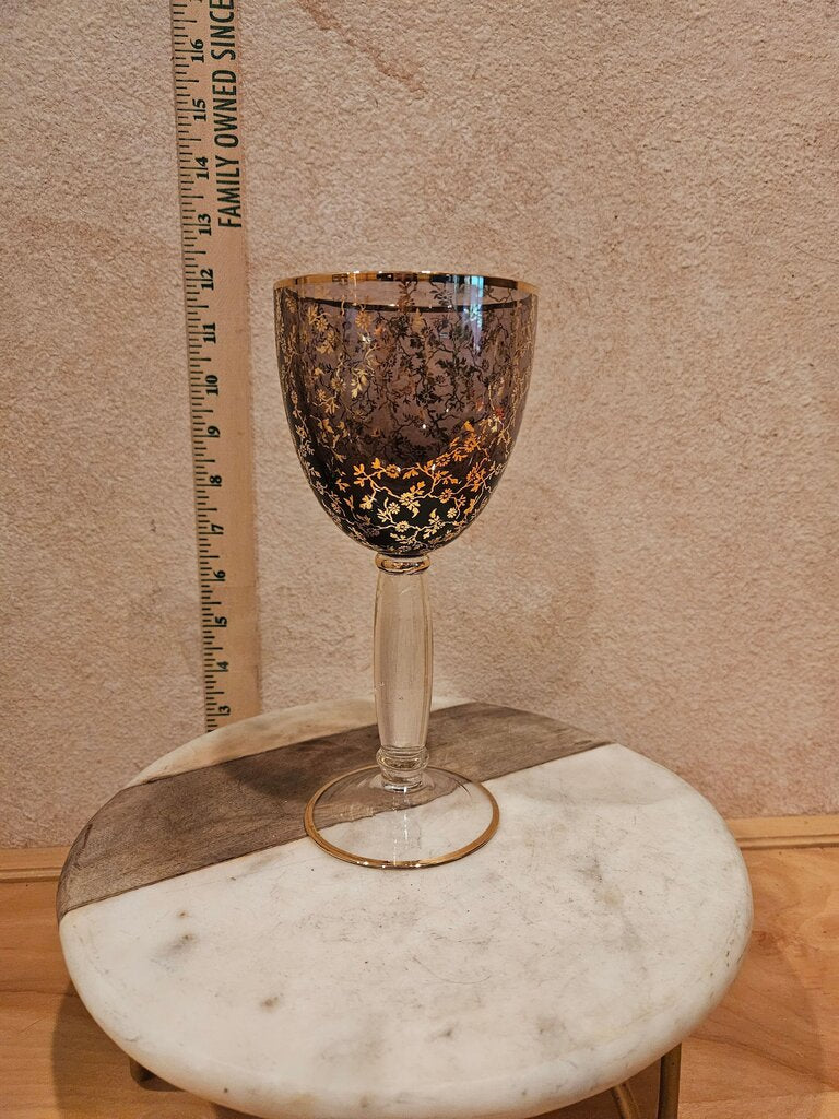 Vintage Gold Floral Goblet