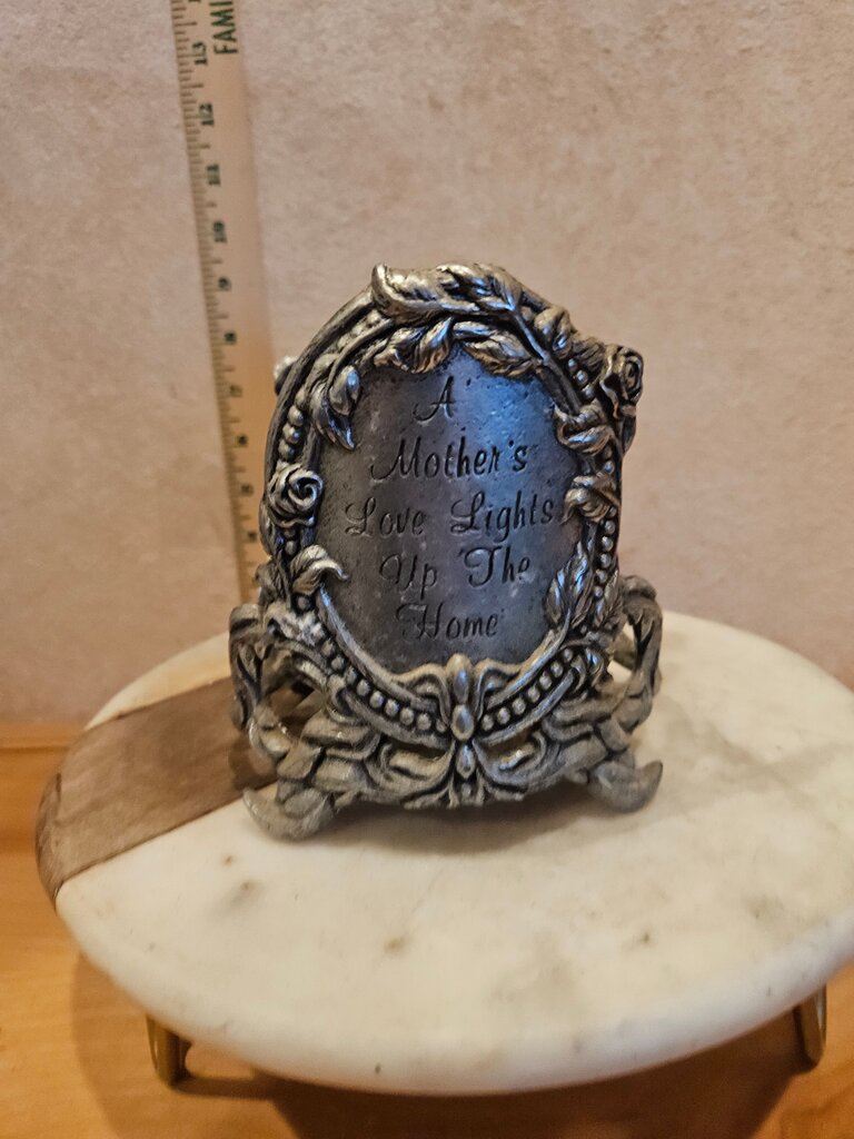 Carson Metal Pewter "A Mothers Love" Large Round Jar Pillar Jar Candle Holder
