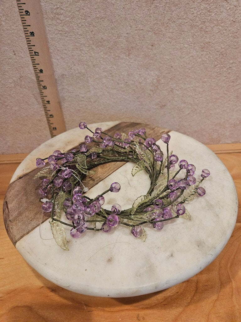 Candle Ring Wreaths Lilac Beaded Frosted Floral decor cloche base decoration