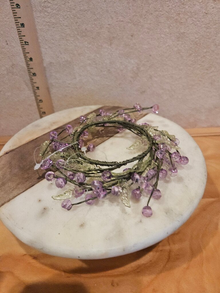 Candle Ring Wreaths Lilac Beaded Frosted Floral decor cloche base decoration