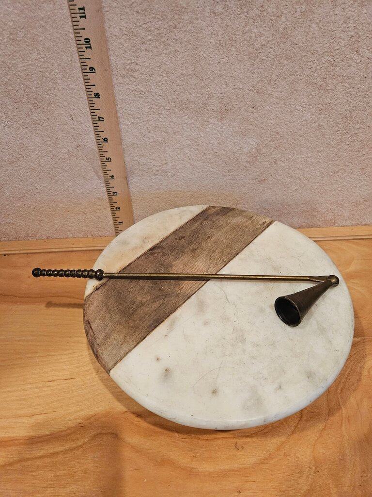 vintage Solid Aged Brass Hinged tall triangle Candle Snuffer