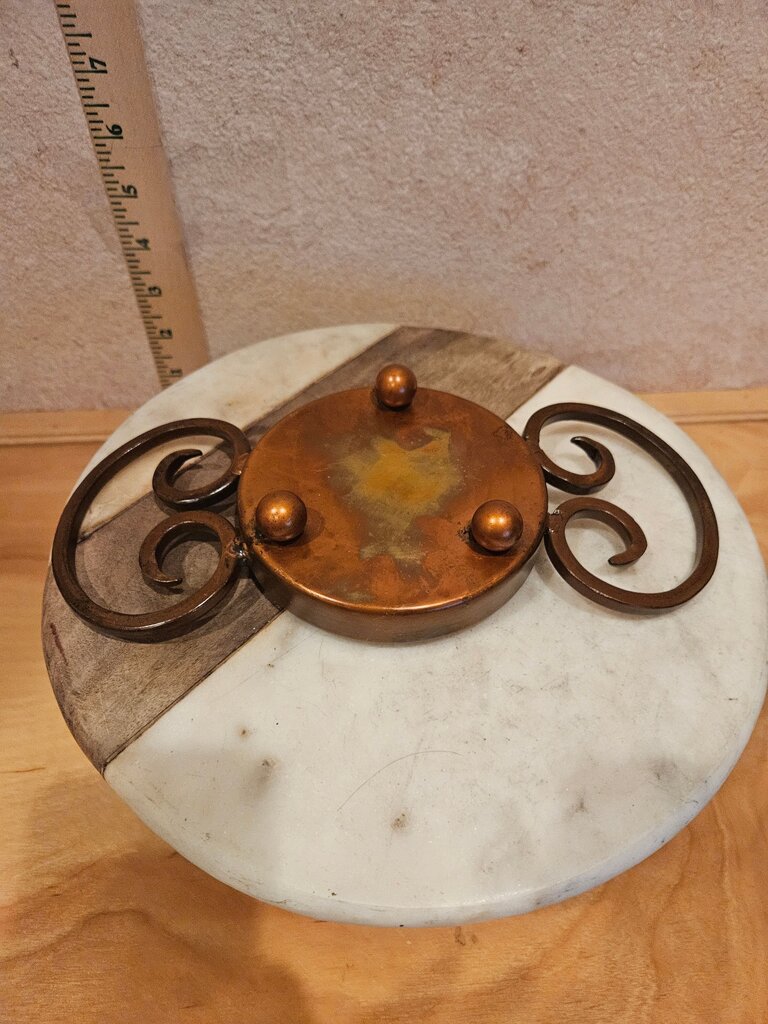 Decorative Copper and Iron Handled candle holder or bowl riser display