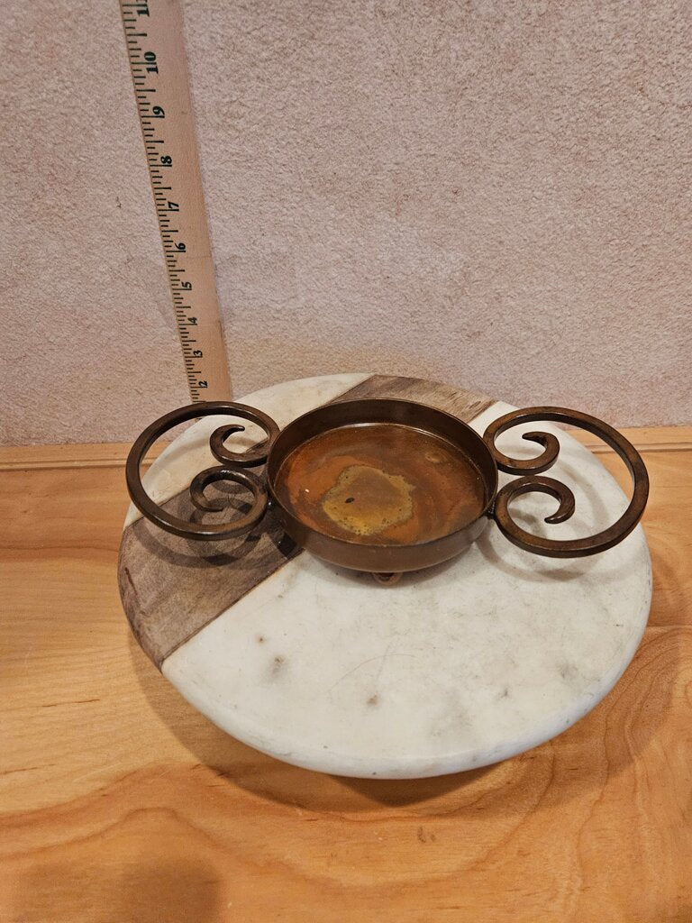 Decorative Copper and Iron Handled candle holder or bowl riser display