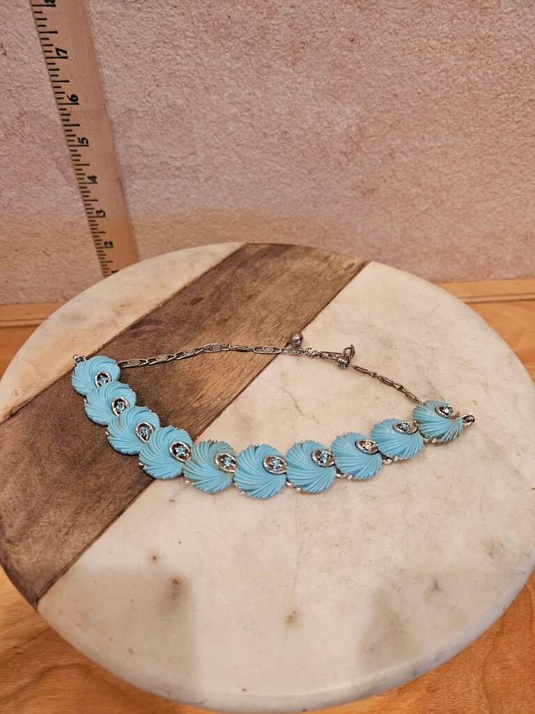 Vintage Blue Enamel and Rhinestone Bracelet