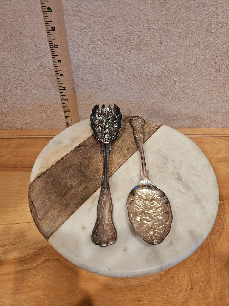 Vintage Silver Plated Serving Spoons Set