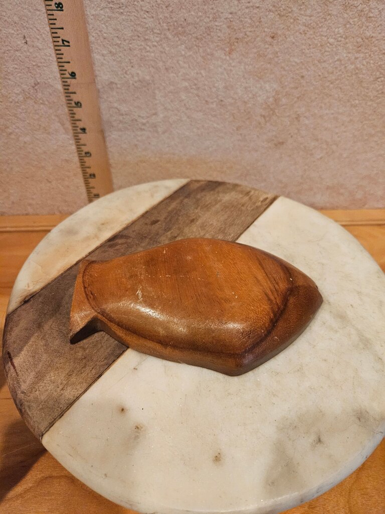 Vintage Wood Fish Shape Tray Display w golden sheen