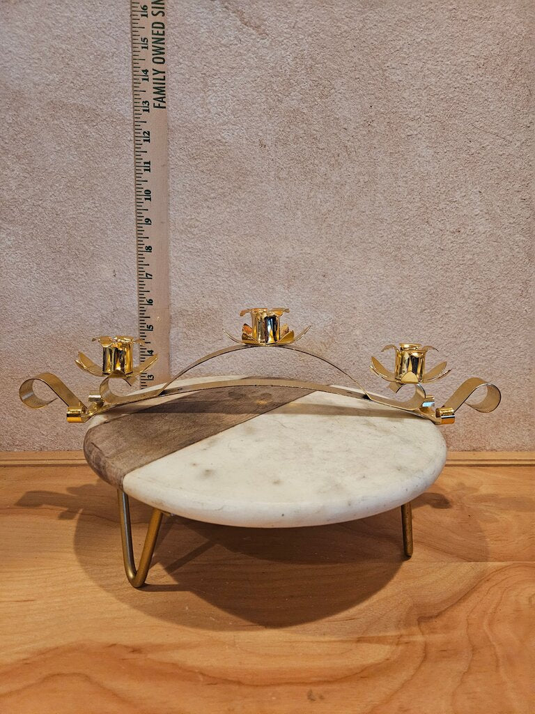 Vintage 80s Neo Deco Wave Curved Candle Holders Brass Candlesticks