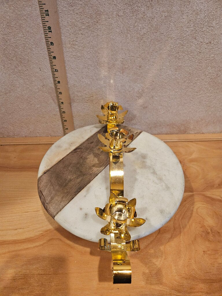 Vintage 80s Neo Deco Wave Curved Candle Holders Brass Candlesticks
