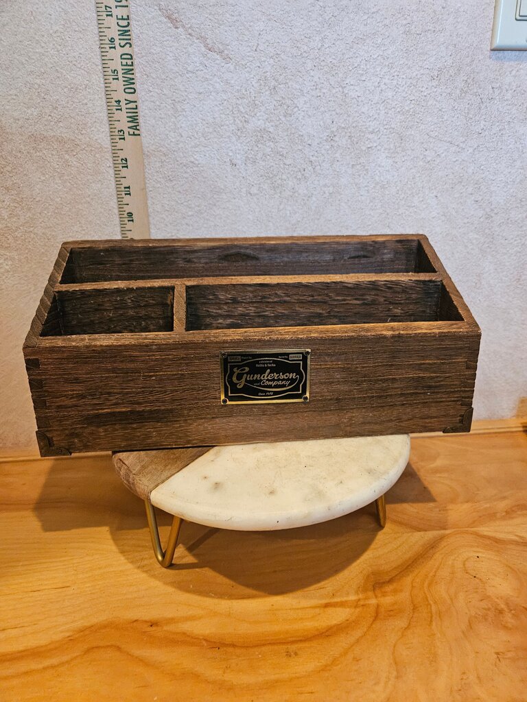 Gunderson & Company Wood Desk Organizer with Brass Trim, Letter Holder, Mail holder, Desktop display, Solid Wood Since 1975