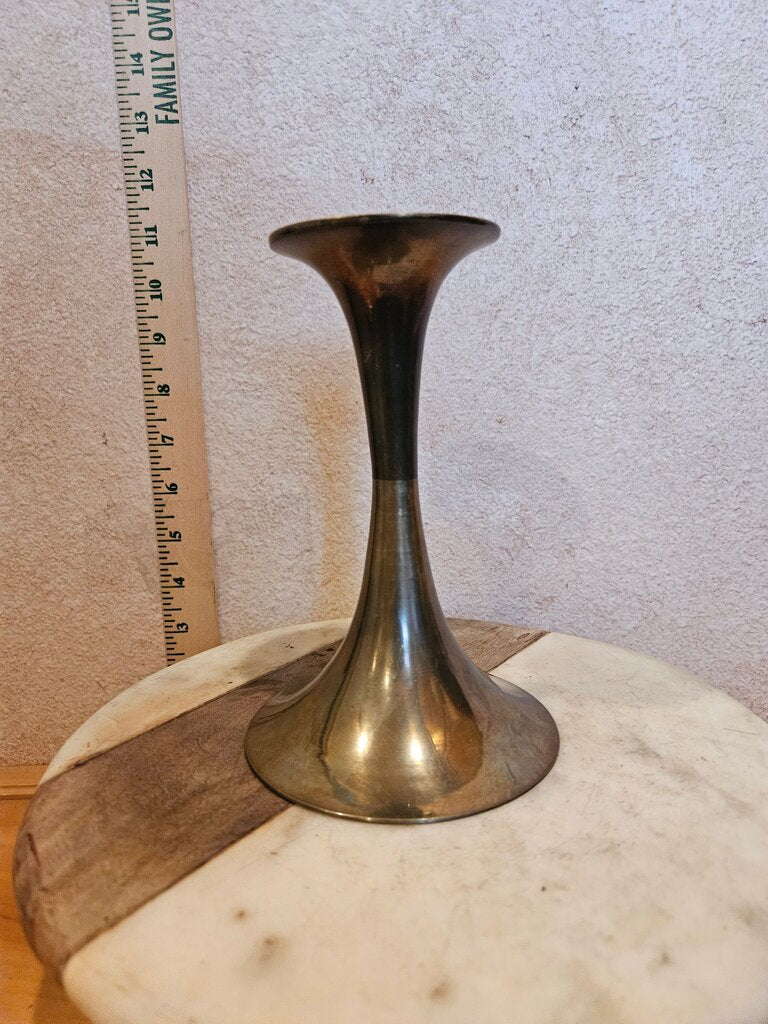 Vintage Aged Patina Brass silhouette Candle Holder