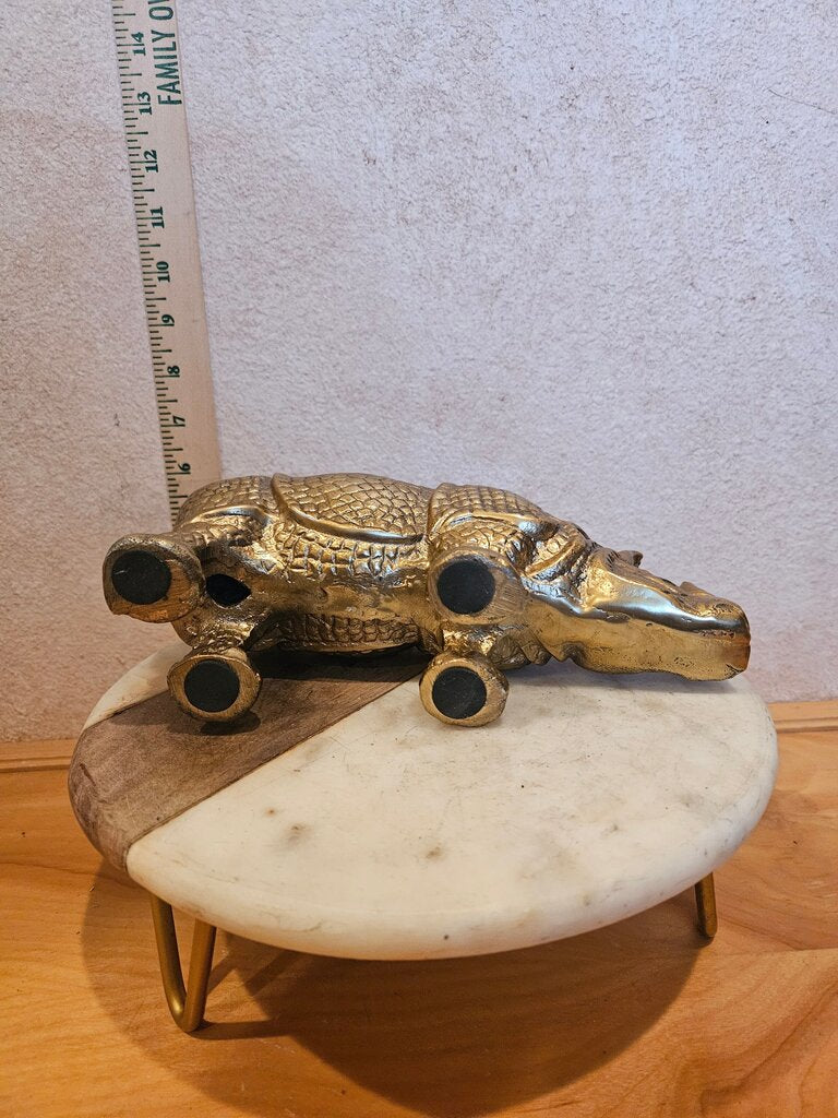 Rhino Rhinoceros Statue Cast-Metal Realistic Golden Aluminum Decorative India
