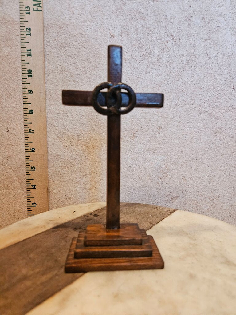 Vintage Big Wooden Marriage Unity Circle Cross