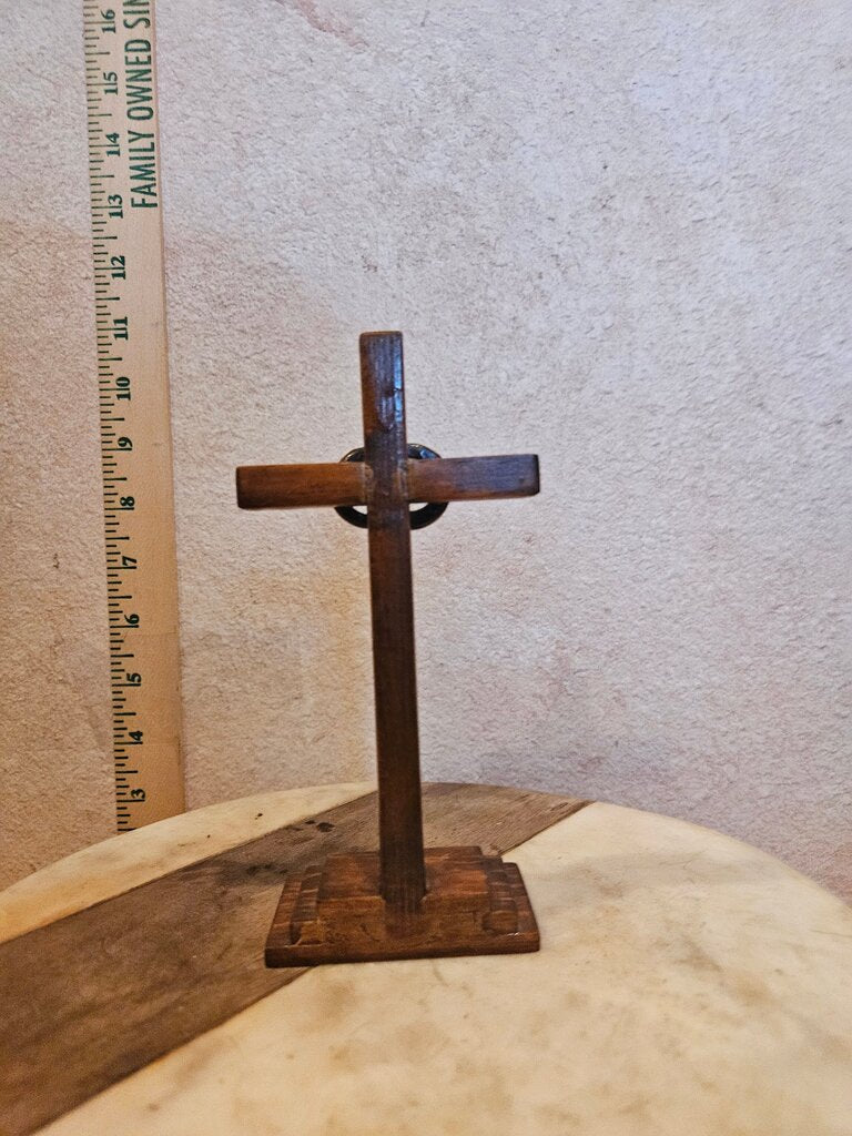 Vintage Big Wooden Marriage Unity Circle Cross