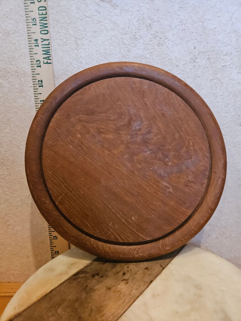 Vintage MCM Wooden Cutting Board, Rustic Chopping , cloche base charcuterie display , cheese serving