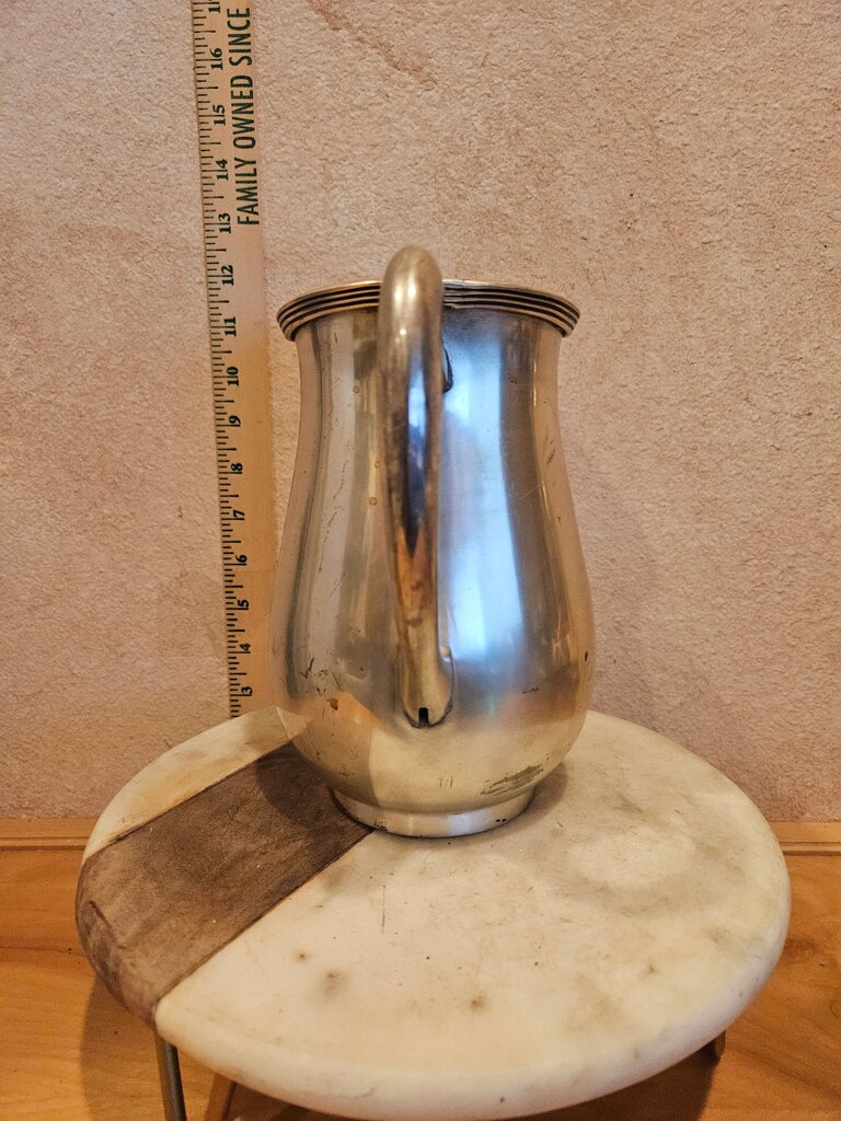 Vintage Heavy RR International Silver Plated Pitcher Food safe stamped upcycle flower vase, utensil holder, barware tableware