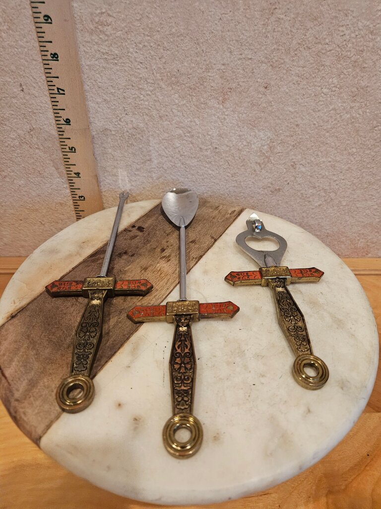 Vintage Barware Set Medieval Knight Theme Vintage 3 piece Exquisitely Unique