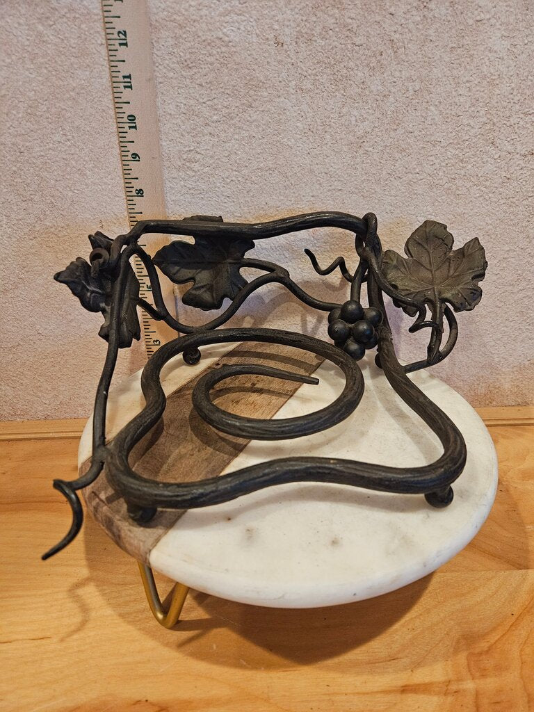 Vintage Wrought Iron Napkin Holder With Grape & Leaf Design