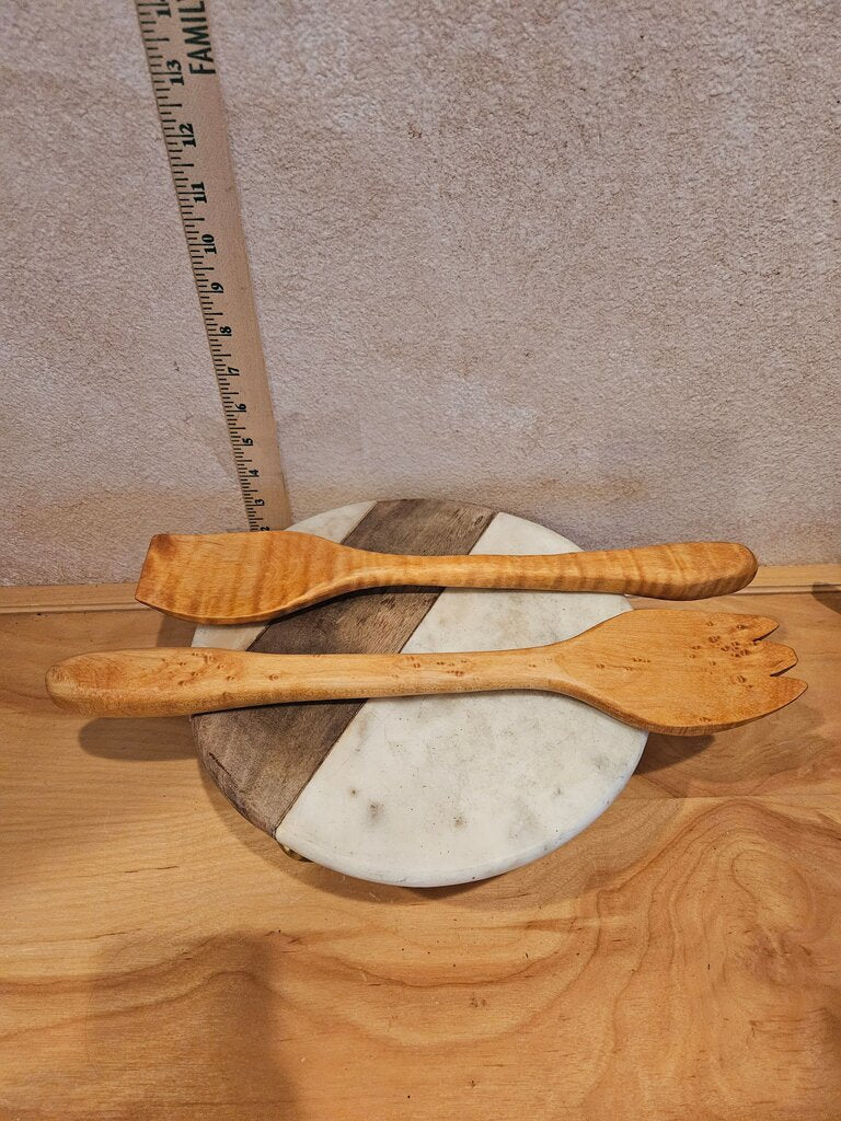 Vintage Wooden Salad Serving Set