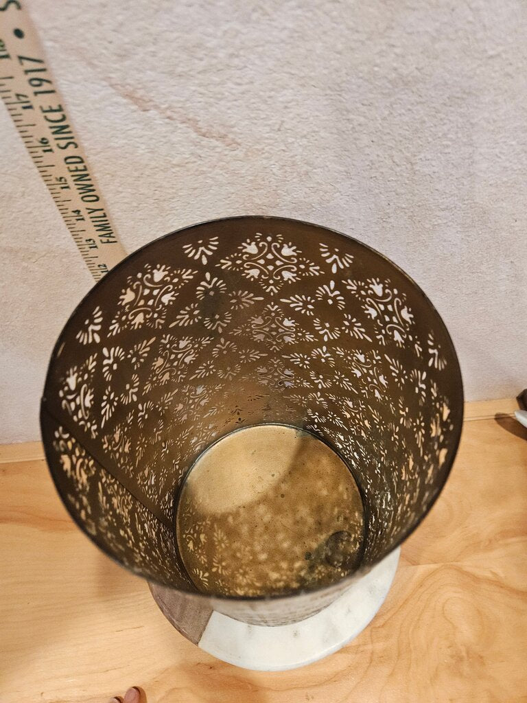 Decorative Black Lantern w Gold Filigree Diamond Cut Candle Holder, Timeless Ambiance decor
