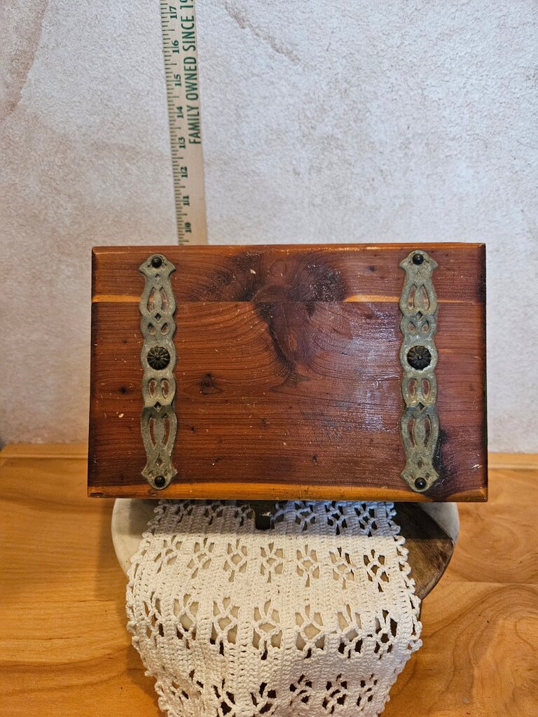 Vintage Wood & Brass Hinged Cigar Box w Key Latch and Handles / Factory No 777 1st District PA / Pennsylvania Wood 5 Cent Cigar Box as is