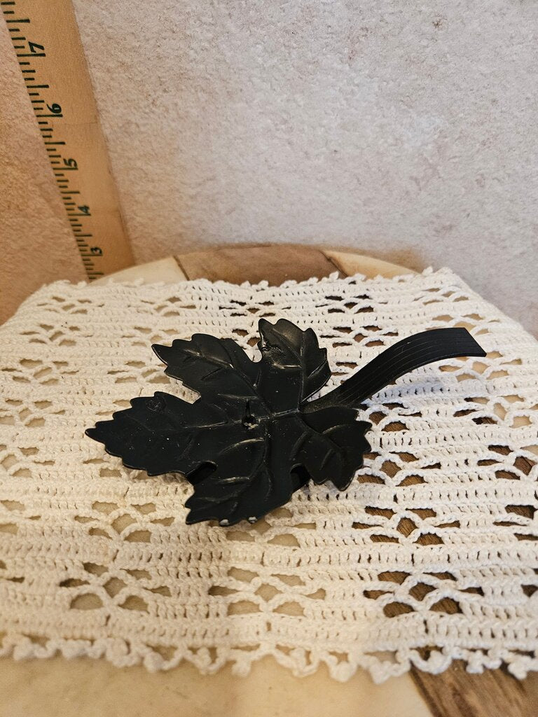 Black Leaf Spiked Pillar Candle Holder