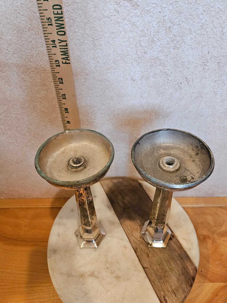 Heavy weight silver plated candlestick pair 10 inch pottery barn