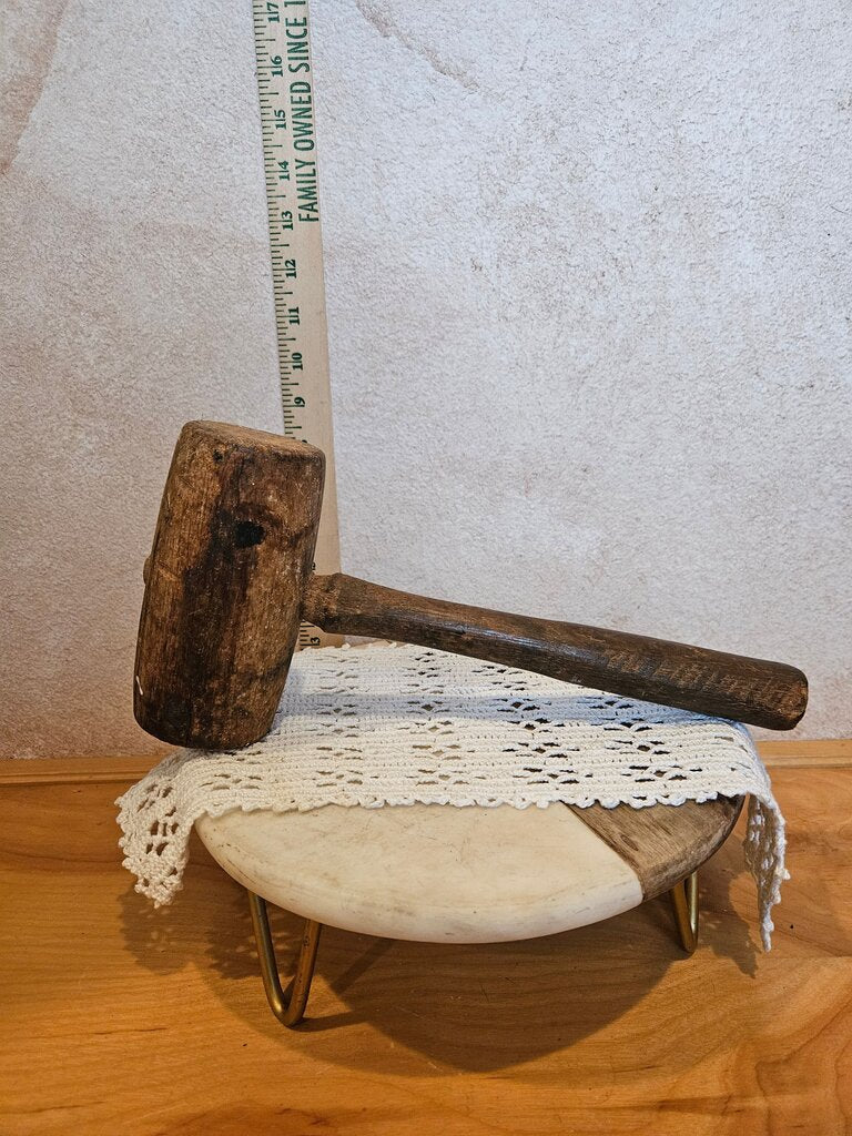 Vintage Wood Hammer Chippy Paint Wooden Mallet