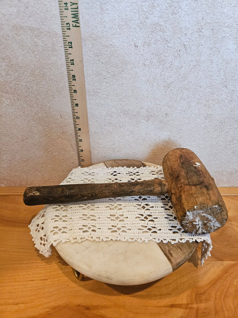 Vintage Wood Hammer Chippy Paint Wooden Mallet