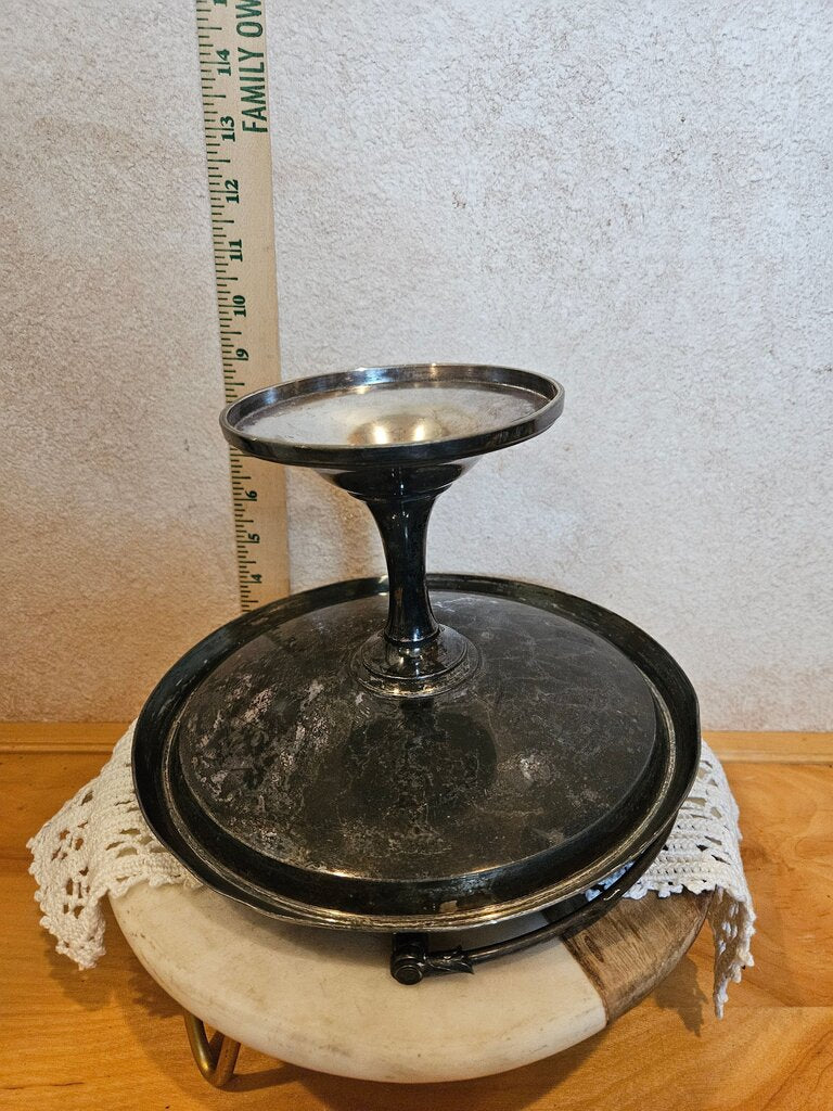 Victorian Era Style Brides Basket w Cake Stand Pedestal Platter w ornate handle