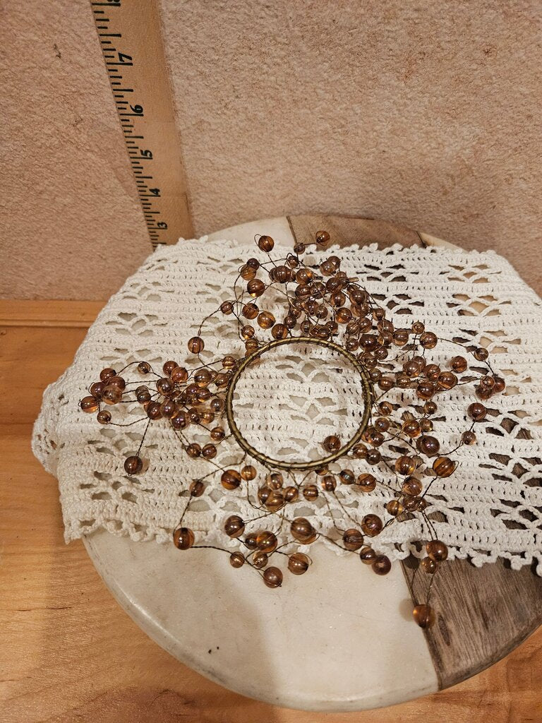 Golden harvest Beaded Wire wreath candle decor cloche base decoration