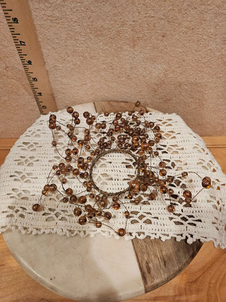 Golden harvest Beaded Wire wreath candle decor cloche base decoration