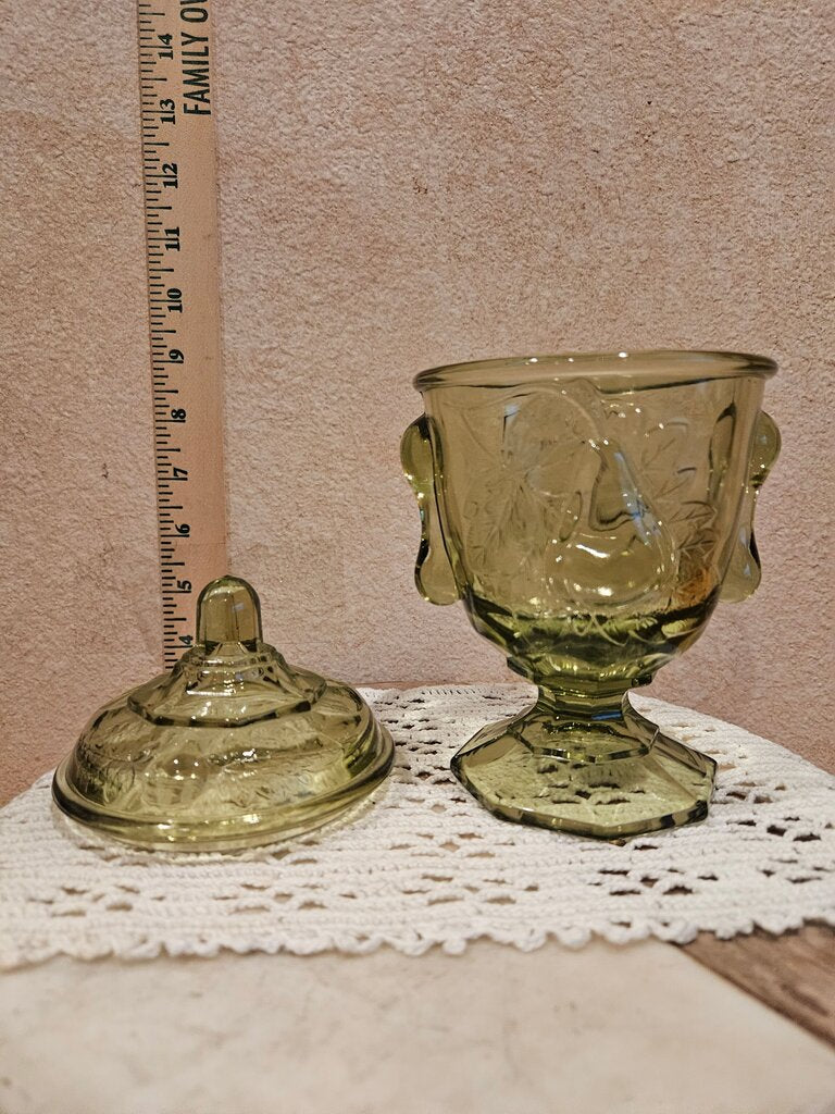 Vintage Imperial Glass Baltimore Pear Pattern Lidded Candy Dish 7 1/2" Tall