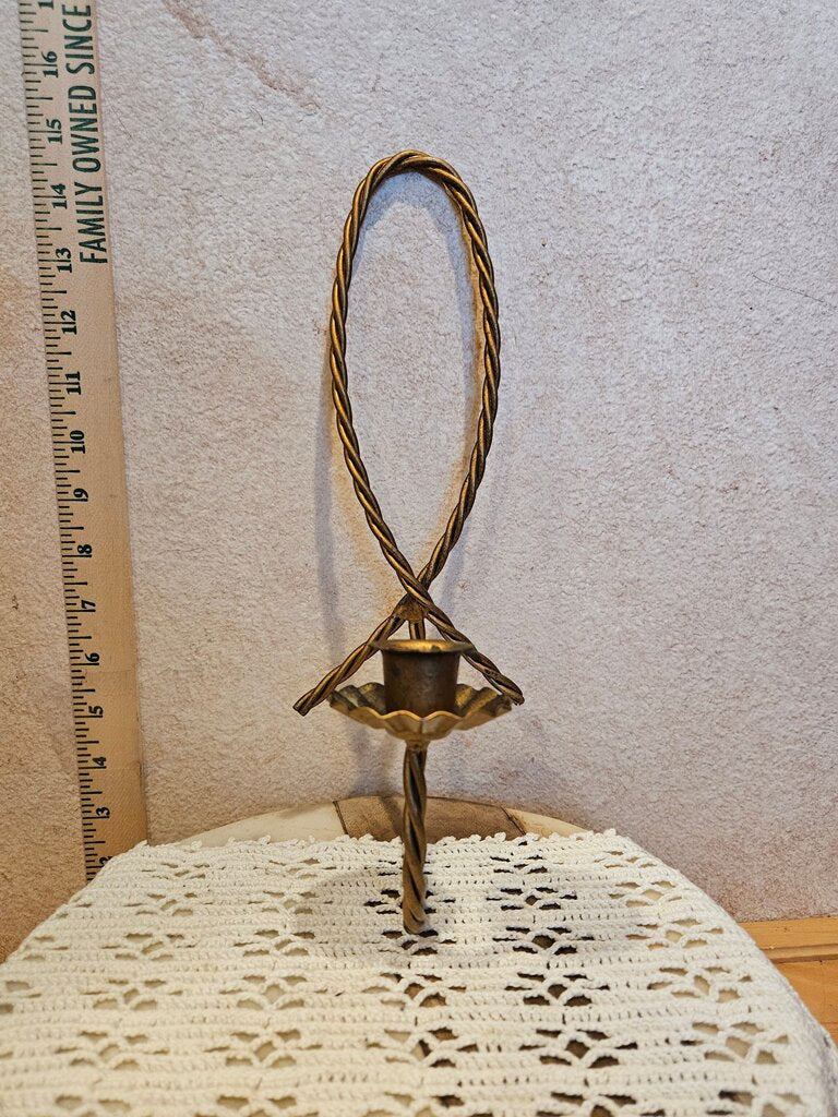 Vintage SINGLE Candle Holder Wall Sconce Metal Wire Twisted Rope