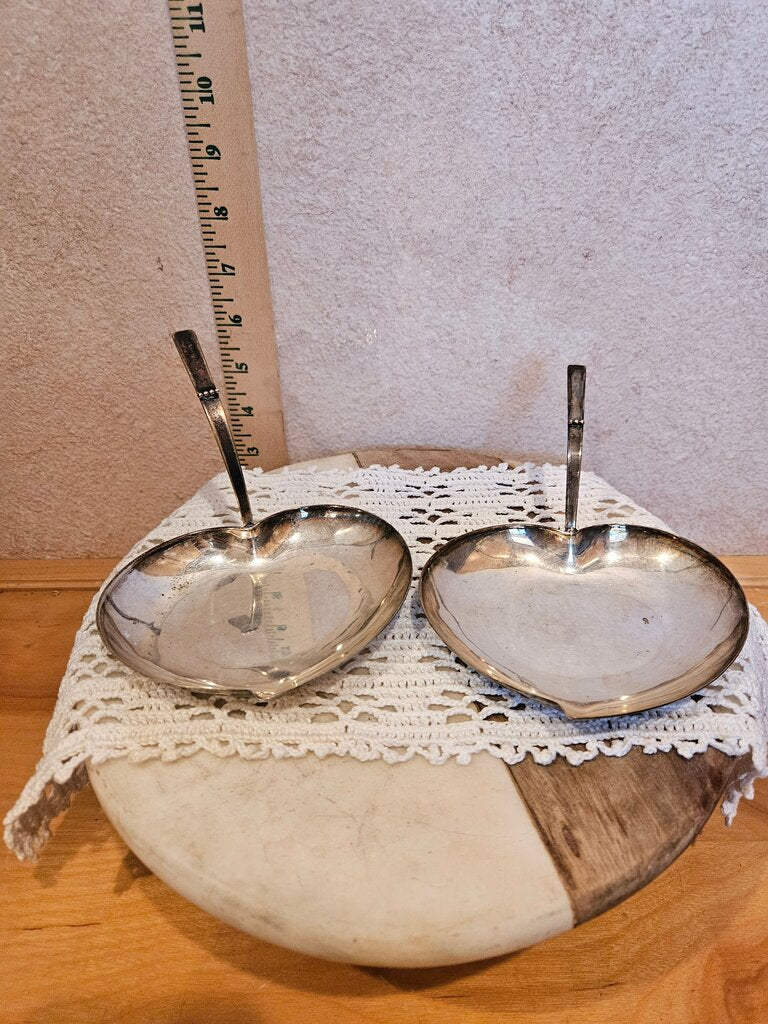 Single Swedish Silverplate Triple Crown Heart Shaped Lemon Dish/Trinket Dish/Candy, Nut Dish long stem handle