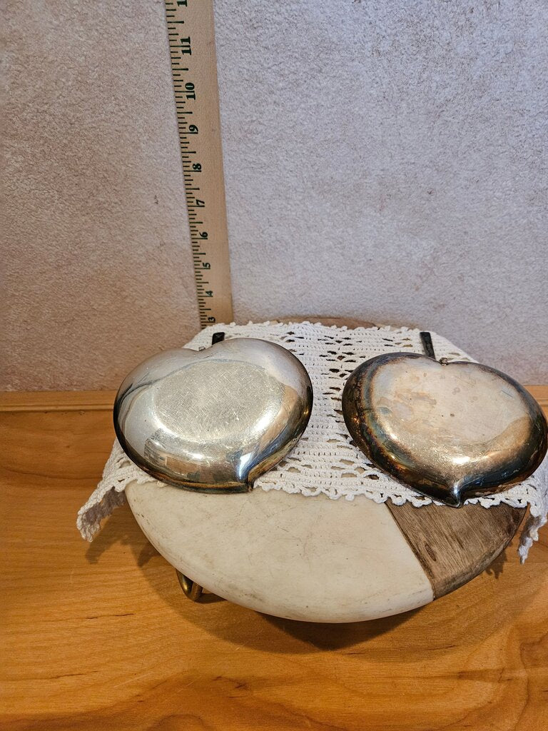 Single Swedish Silverplate Triple Crown Heart Shaped Lemon Dish/Trinket Dish/Candy, Nut Dish long stem handle