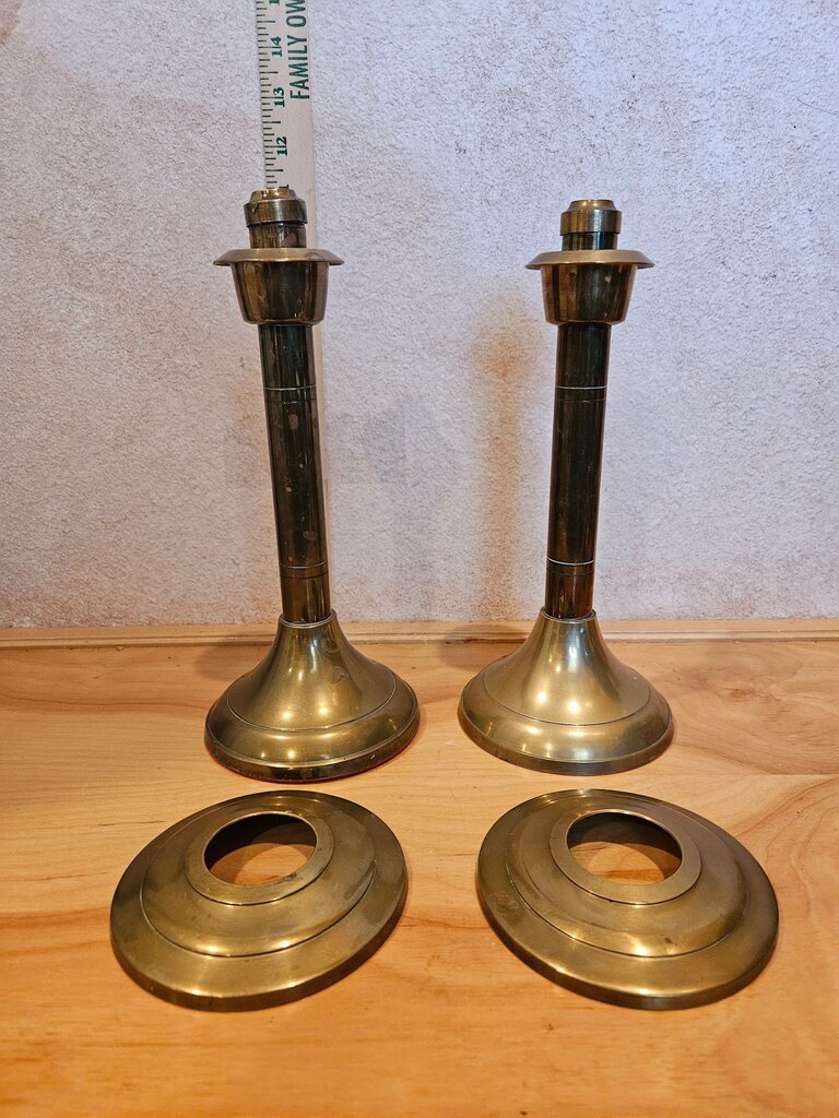 Elegant Pair of Altar Candlesticks with drip catch
