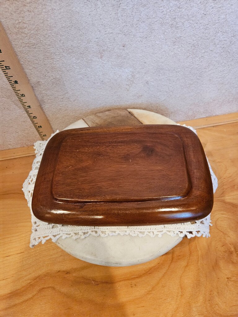 Vintage Mid Century Modern Carved Wood Snack Plate Tray Indented Design MCM
