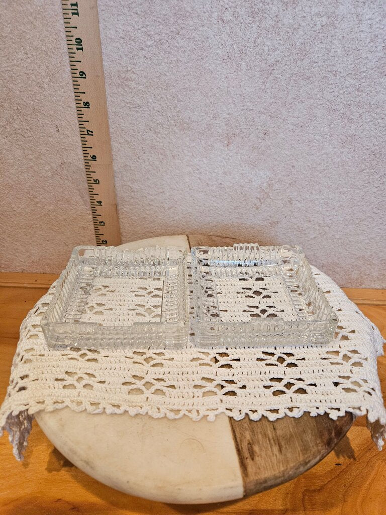 Vintage Clear Glass Trays Set