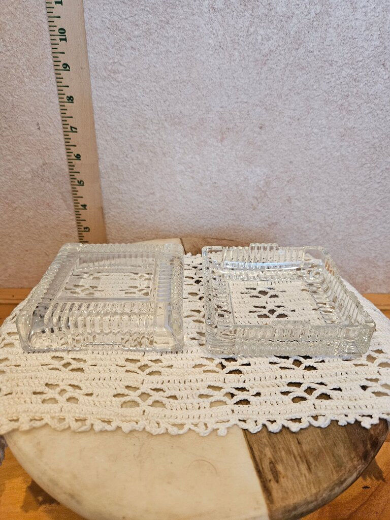 Vintage Clear Glass Trays Set