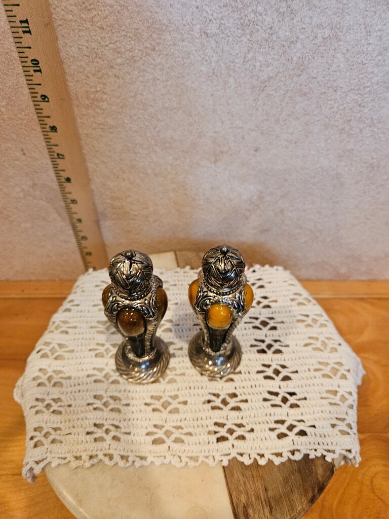 Vintage & Rare Amber Salt & Pepper Shakers