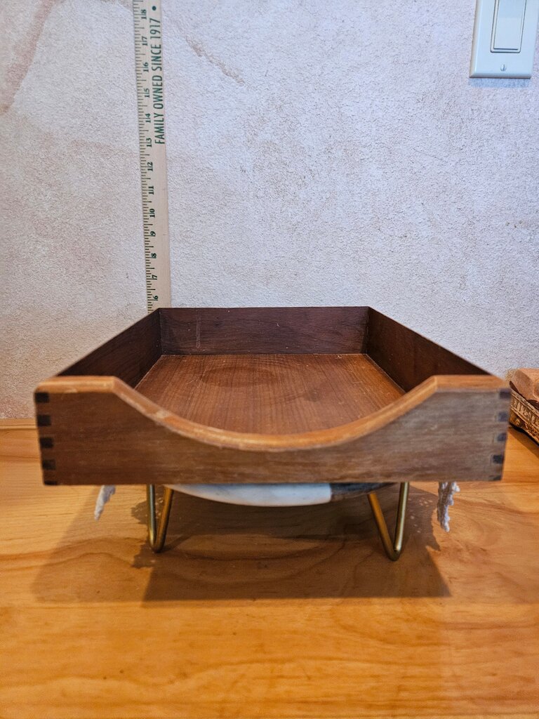 Mid 20th Century Wood Legal Paper Size Tray in / Out File Office Desk Organizer