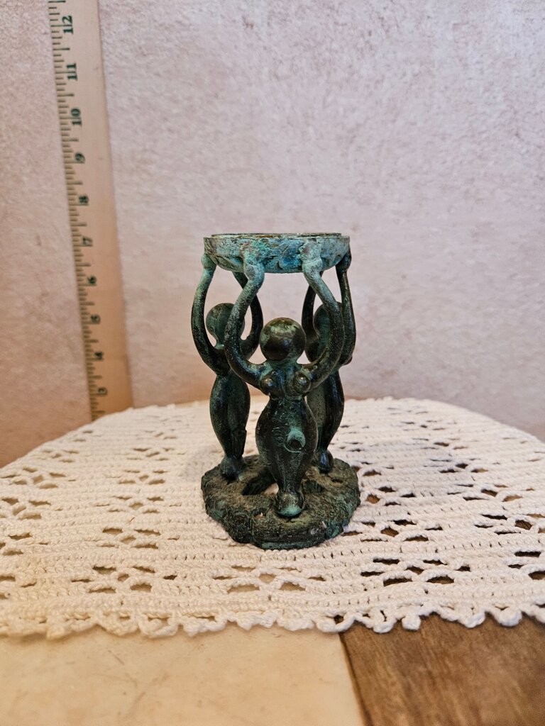 Art Nouveau Bronze Nude Statue Incense Burner