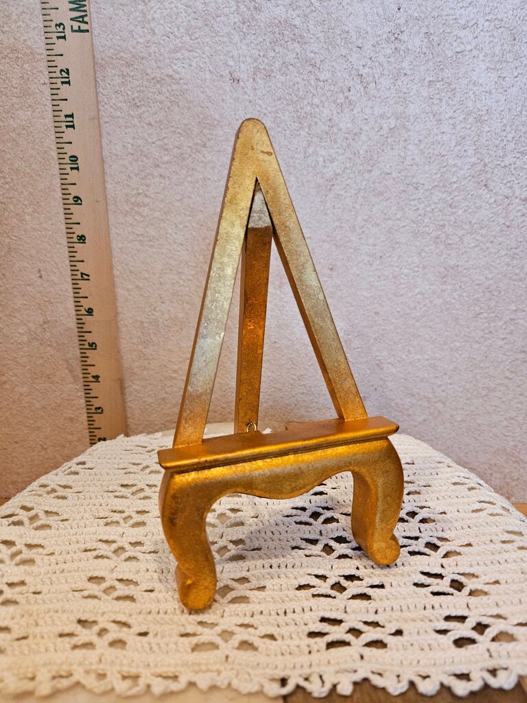 Gold Gesso Gilt Florentine Tabletop Vintage Easel, vintage gold easel, photo display, menu display, art easel, gold gilt Florentine easel, gold easel