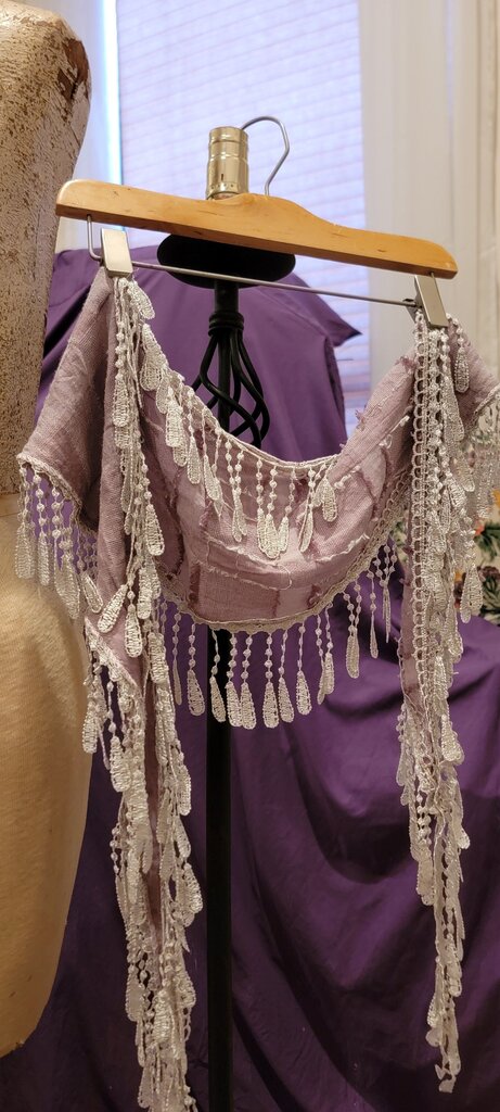 Vintage Lavender Shawl with Lace Trim