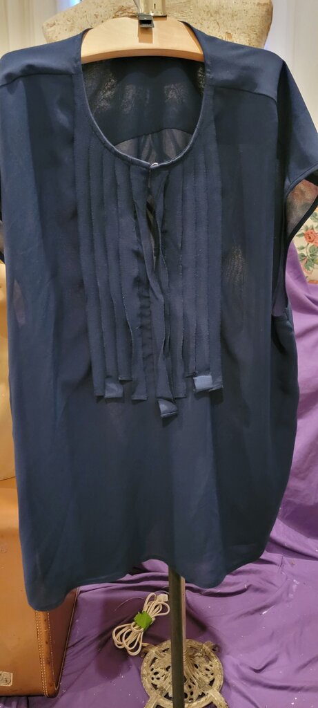 J.Crew Navy Blue Pleated Top