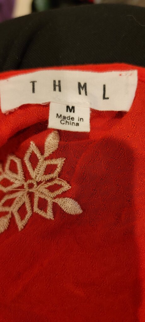 Embroidered Red Tunic Top