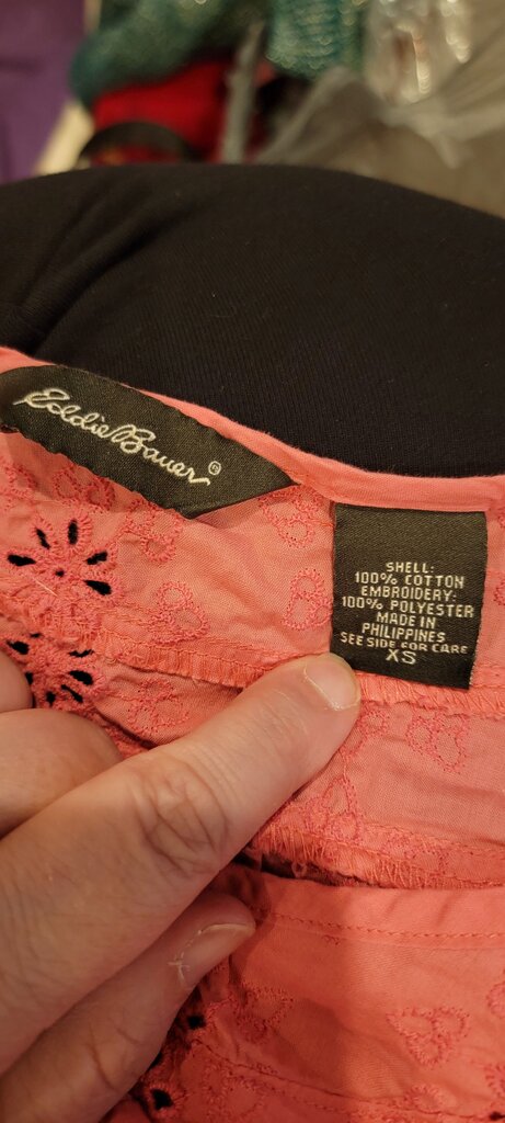 Eddie Bauer Pink Embroidered Cotton Blouse