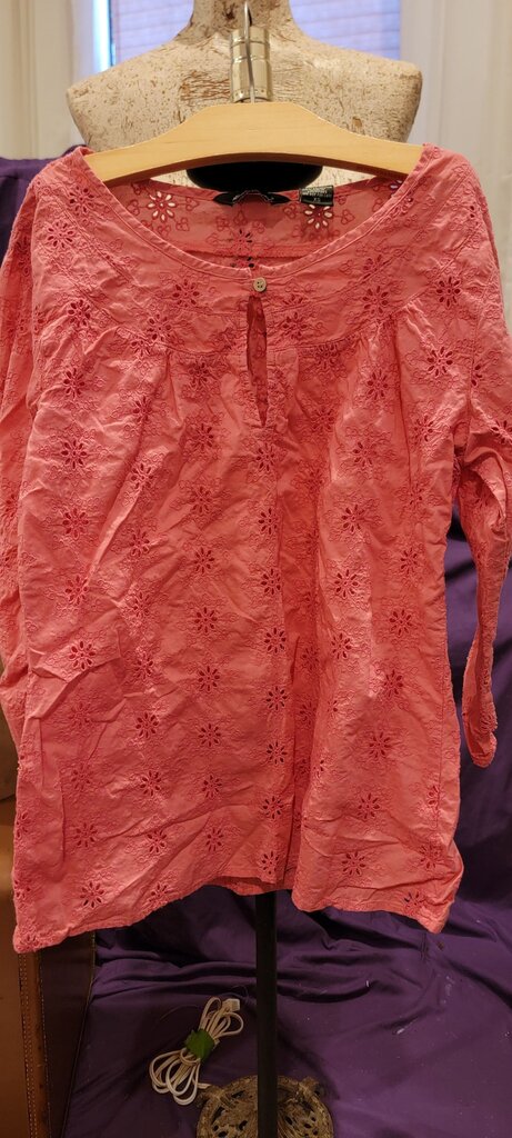 Eddie Bauer Pink Embroidered Cotton Blouse