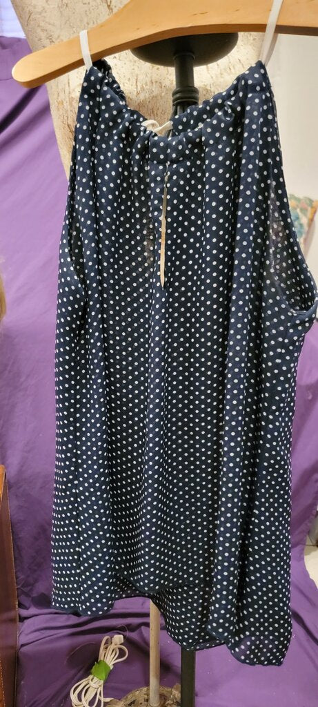 Veronica M. Navy Polka Dot Top